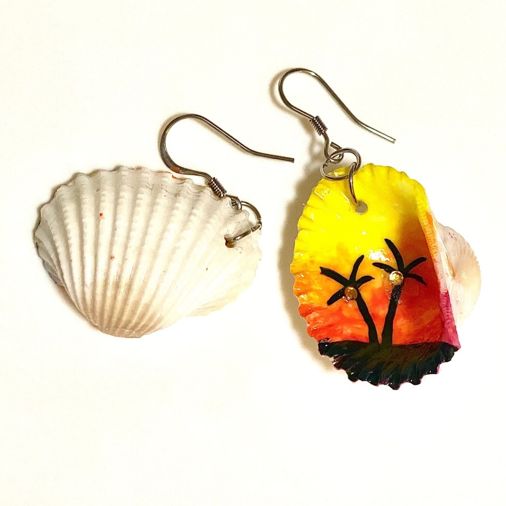 Sunset Palms Seashell Earrings